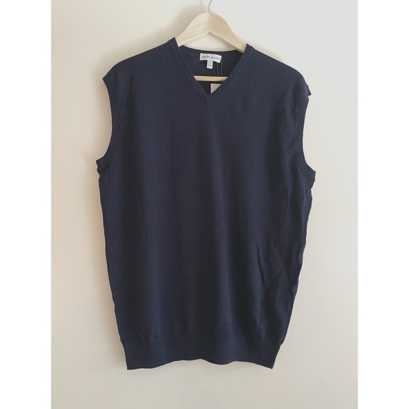Peter Millar Other - Peter Millar Sweater Vest Men Medium Navy Blue Wool Blend V-Neck Crown Sport New